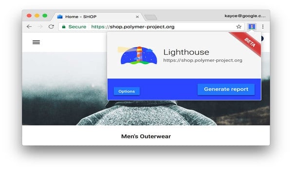 Chạy Lighthouse bằng Chrome Extension