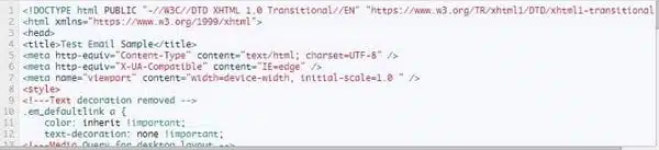 Phần head email được viết bằng html