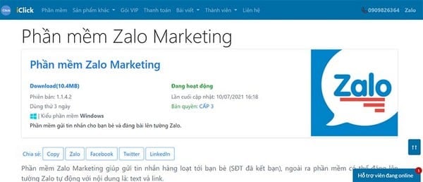 Zalo Marketing Iclick có thể dễ dàng được tải về và cài đặt trên nền tảng Window