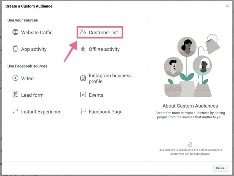 Tiến hành tạo custom audience dựa trên các trang web truy cập