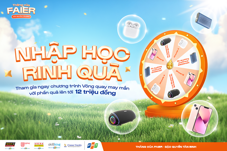 Bùng nổ ưu đãi - Cơn sốt "Vòng quay may mắn" dành riêng cho các FAIER khi nhập học tại FPT Arena Multimedia 2 Nhập học, rinh quà - Tham gia ngay chương trình Vòng quay may mắn với phần quà lên tới 12 triệu đồng
